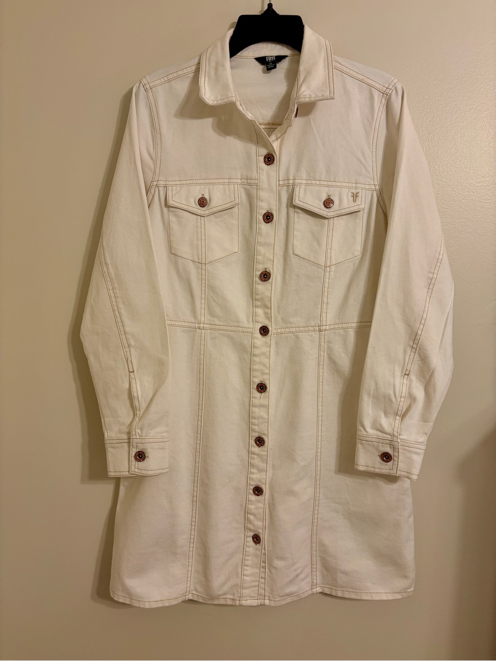 FRYE | Cream Button-Front Denim Dress size M